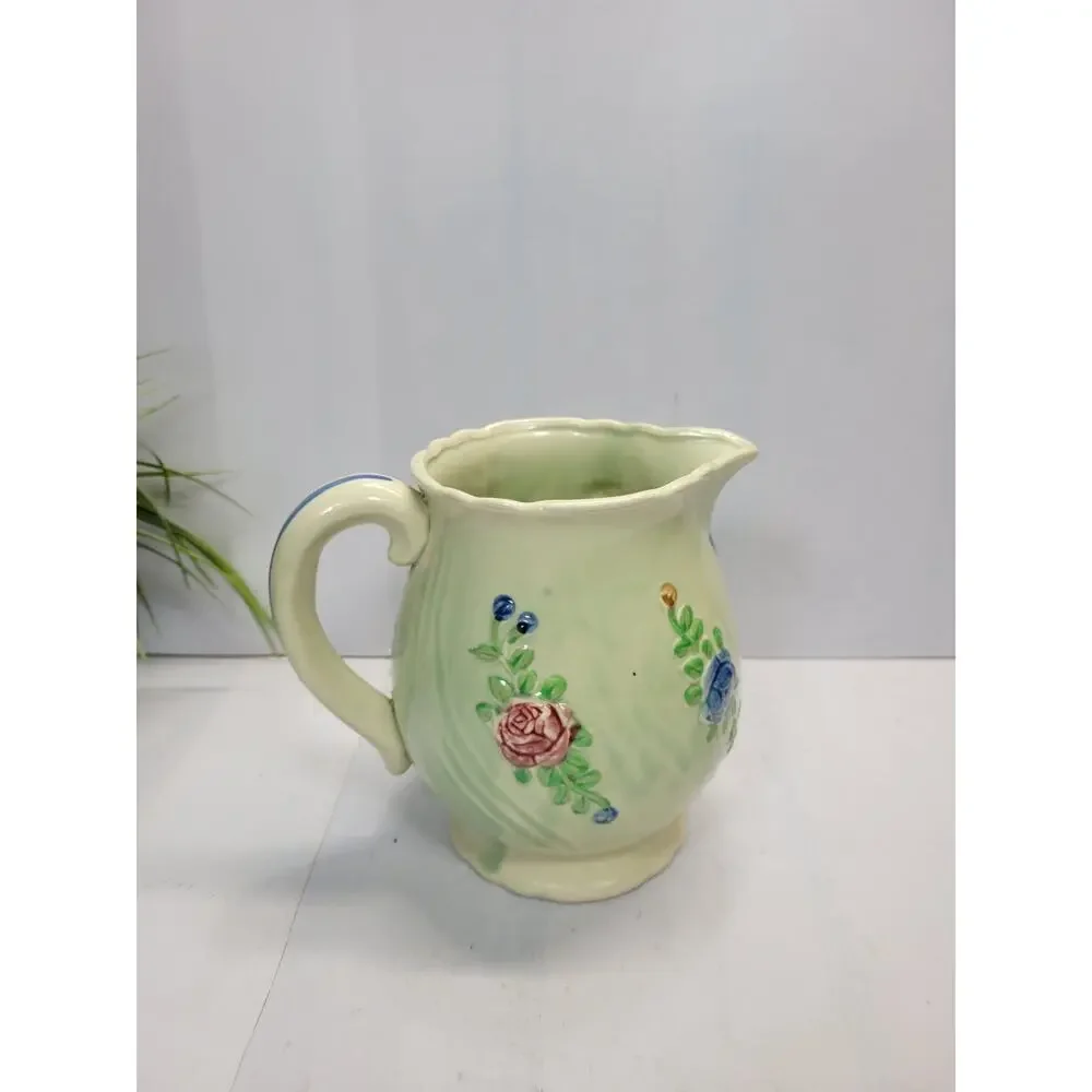 Vintage Japan Ceramic Floral Pitcher 6